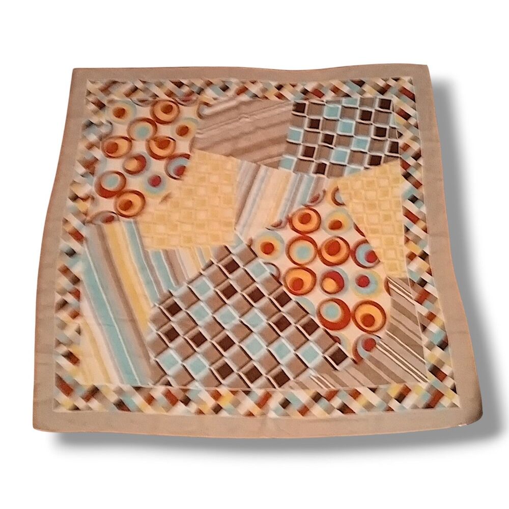 Vintage Geometric Patchwork Square Scarf-Made In Italy-Mid Century Modern